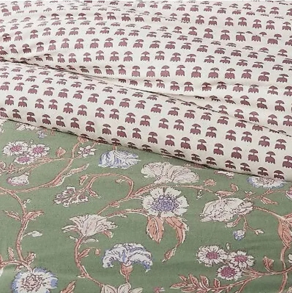 Long Boho Full Queen Reversible Comforter & Sham 3pc Set Green Threshold